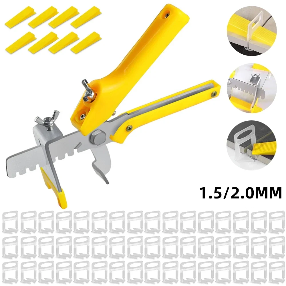 Klipsy do systemu poziomowania płytek ceramicznych Podkładki dystansowe do płytek 1,5/2,0 mm Zestaw dystansowy do poziomowania płytek Narzędzie