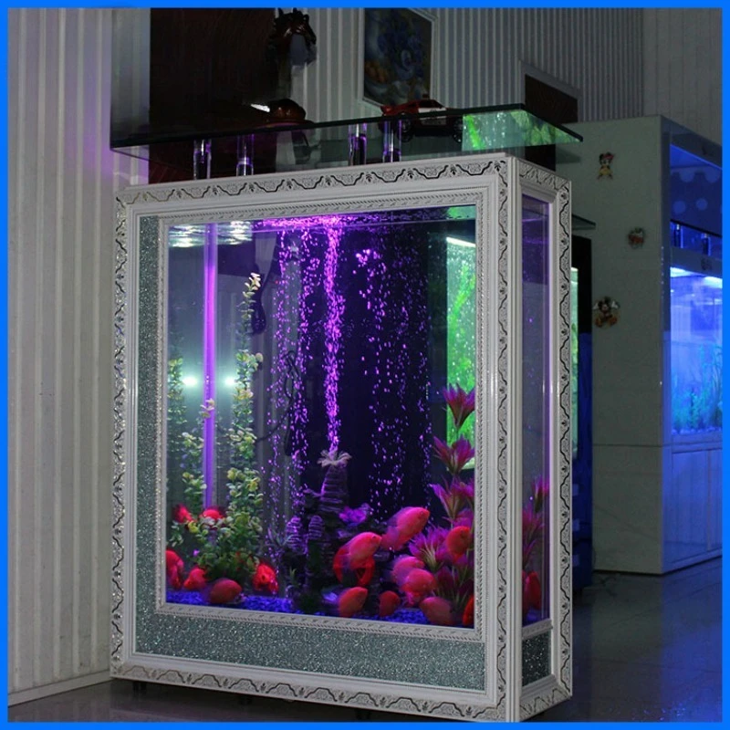 Rectangle large European screen ecological fish tank aquarium medium ultra-white glass bottom filter