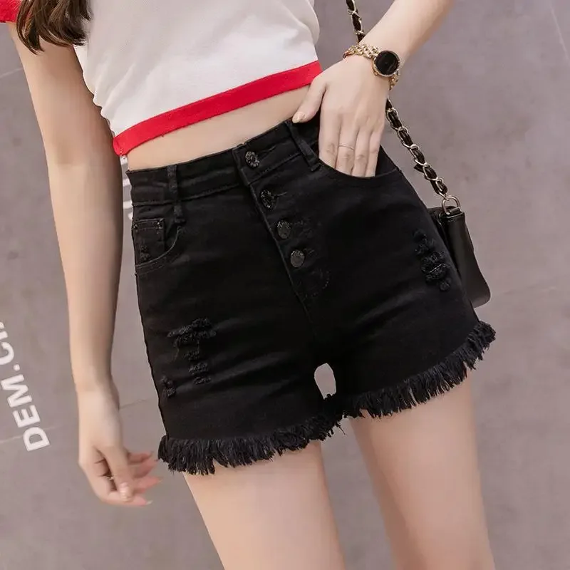 

Womens Shorts High Waist Short Pants for Women To Wear White Denim Jeans Ripped Mini Trend 2024 New in Elegant Korean Style XL