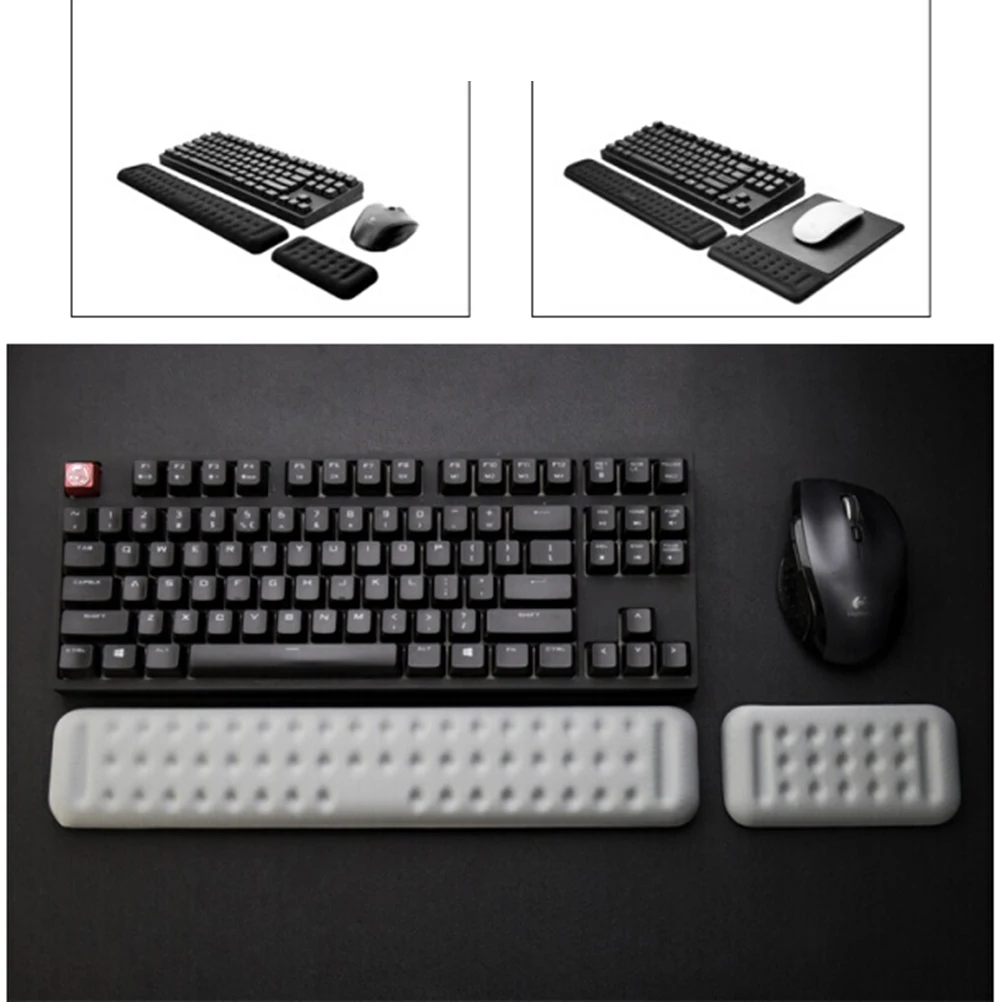 

Dual-Hand 18Cm Black Memory Foam Wrist Rest Non-Slip Ergonomic Keyboard Mouse Pad Office Accessory For Wrist Pain Relief