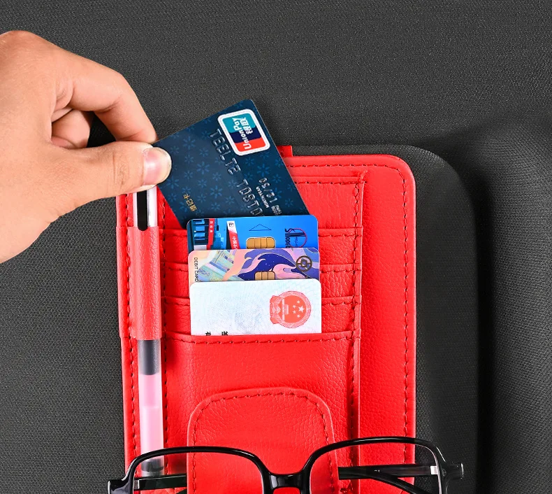 Auto-Sonnenblenden-Organizer Multifunktionaler Auto-Brillenhalter Karten-ID-Ticket-Clip Auto-Innenraum-Aufbewahrungstasche Neuer Nützlicher Auto-Zubehör – Detail 13