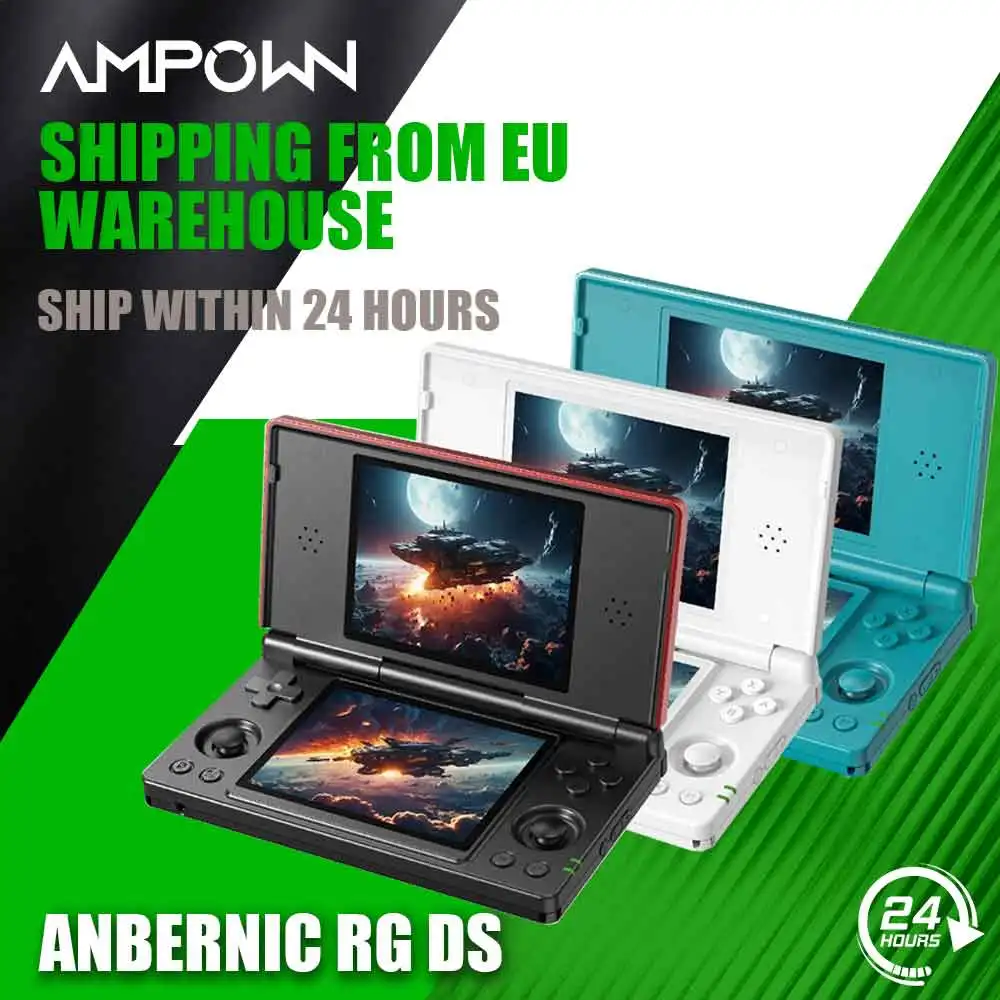 Console de jeu portable AMPOWN anbernic RG DS, double écran 4 pouces, Android, 4000 mAh, lecteur de jeux vidéo à écran rabattable, prend en charge RixelHK Wifi, cadeau