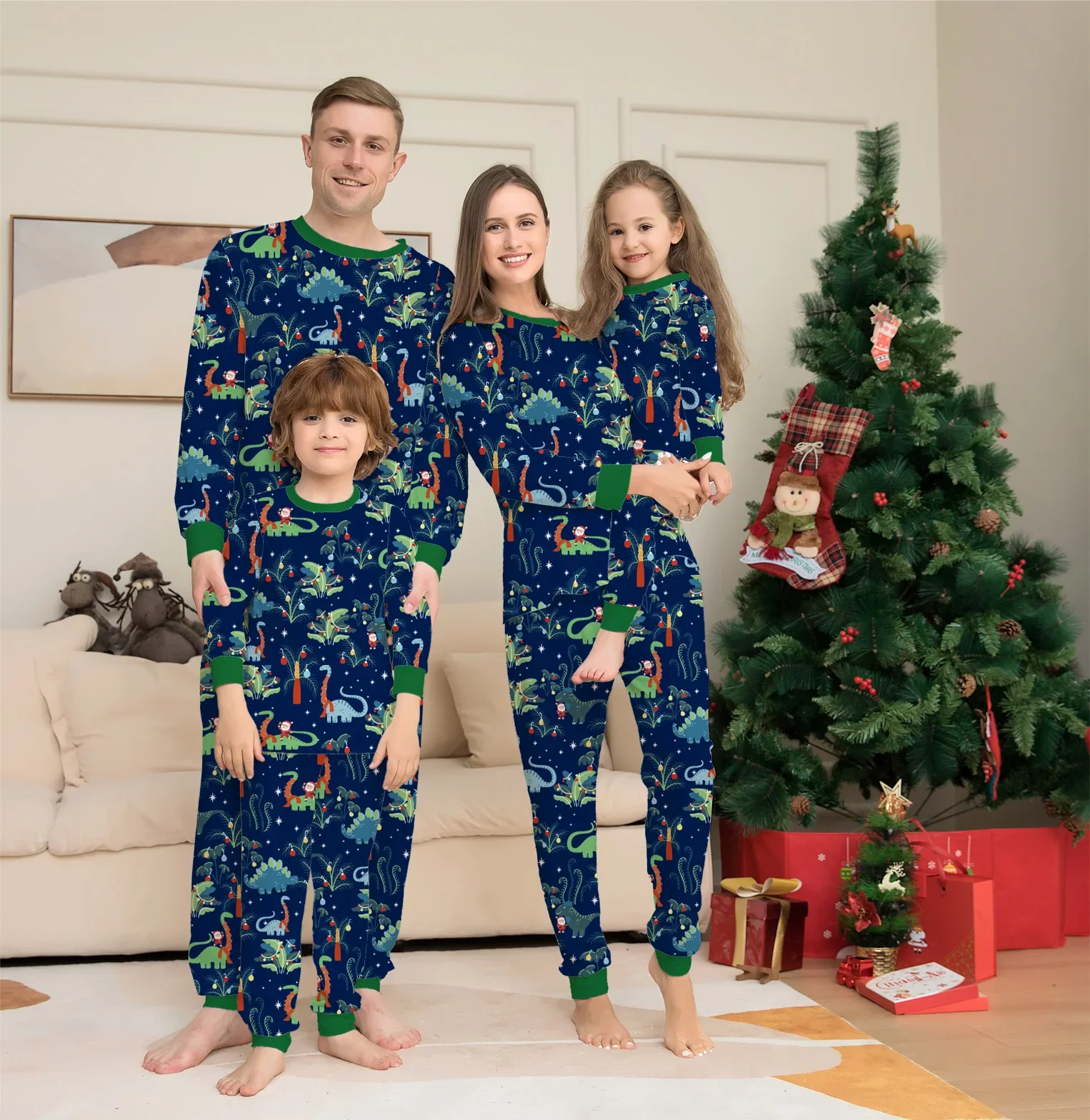 Christmas Pajamas Set Casual Loose  Xmas Family Look Outfits Santa Claus Print Mom Daughter Dad Son Baby&Dog Matching Clothes