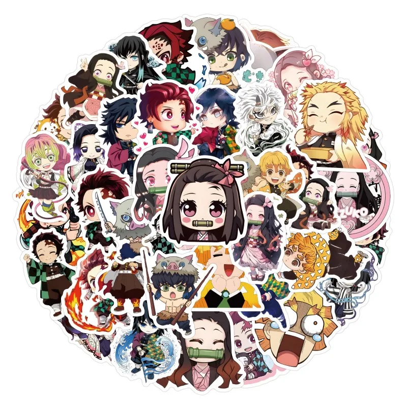 50pcs Demon Slayer Graffiti Sticker Luggage Water Cup Laptop Furniture Computer Decoration Sticker