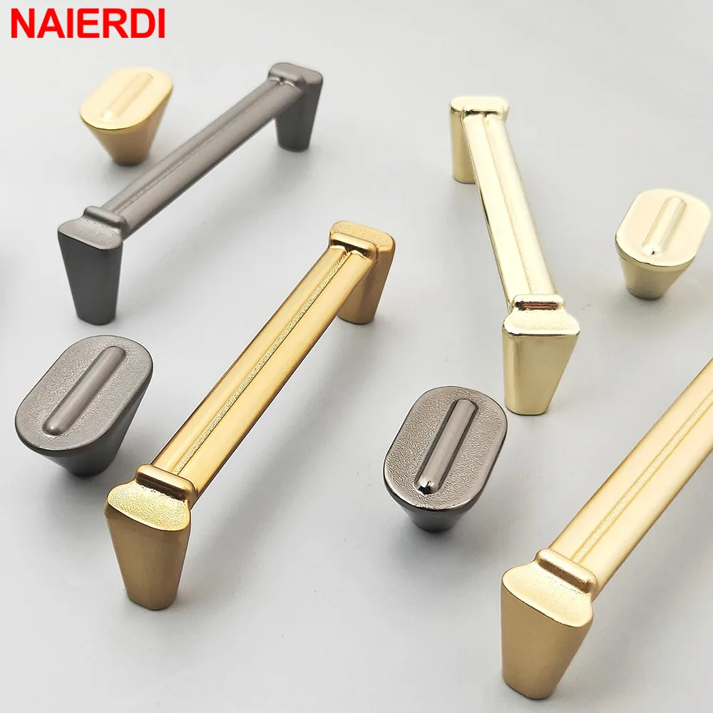 

NAIERDI European Style Matte Gold Cabinet Handles Zinc Alloy Kitchen Cupboard Pulls Drawer Knobs Furniture Handle Hardware