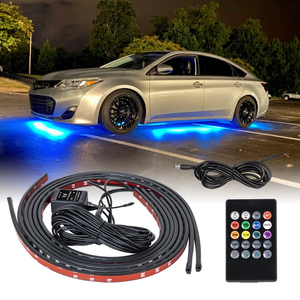 

4IN1 LED Strip Car Bottom Underglow Light Flexible LED Underbody Light Auto Decorative Ambient Atmosphere Lamp DRL For Car 12V