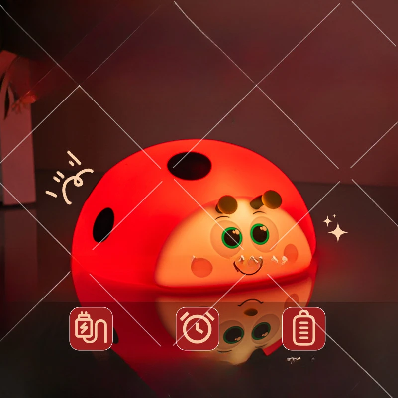 Ladybug Charging Touch Sleep Atmosphere Light Creative Cartoon Silicone Nightlight