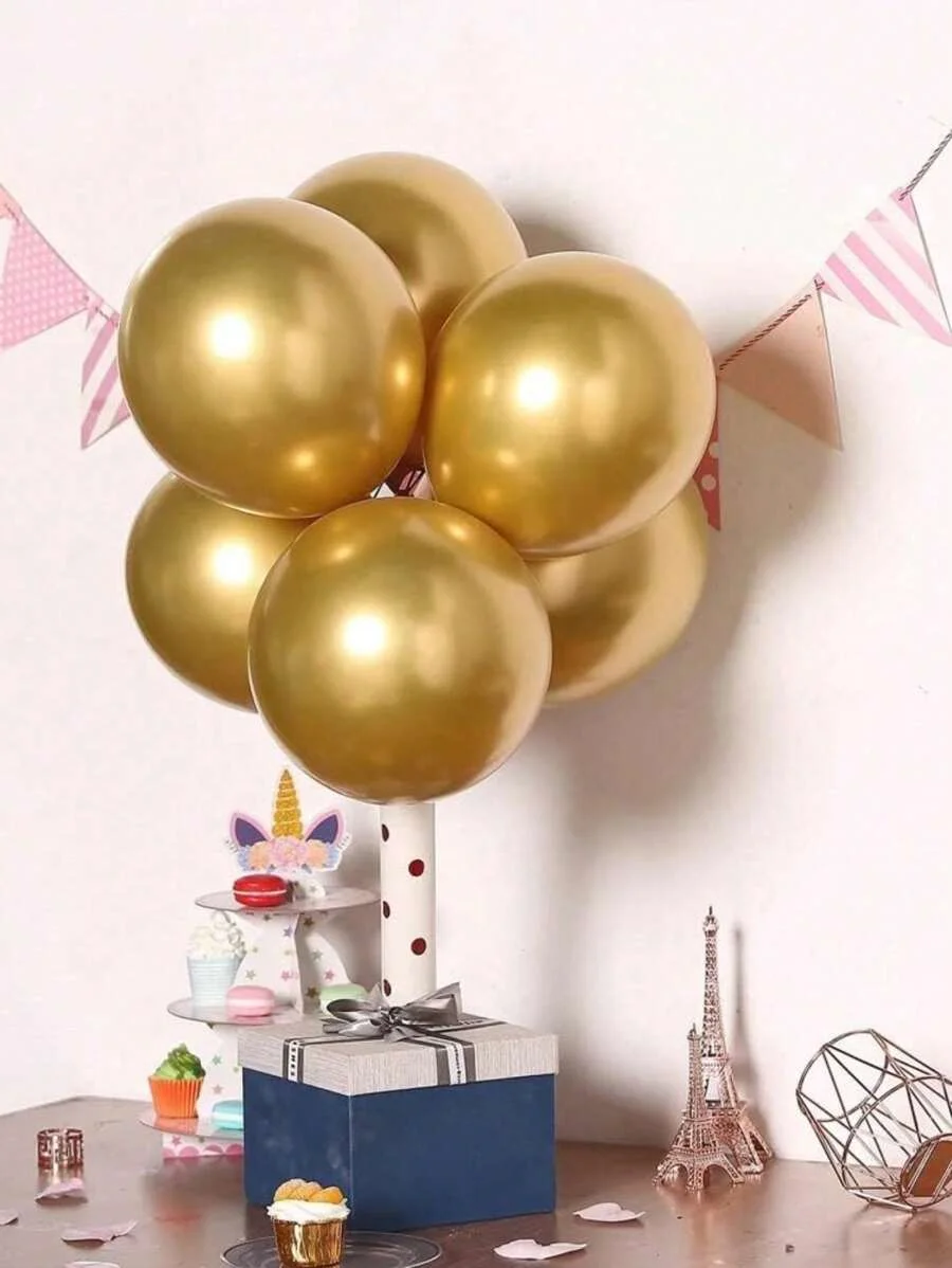 30/50/100 قطعة، 5 بوصة بالونات ذهبية معدنية، لبالون أو قوس، زينة عيد الميلاد، زينة الحفلات، بالون الزفاف