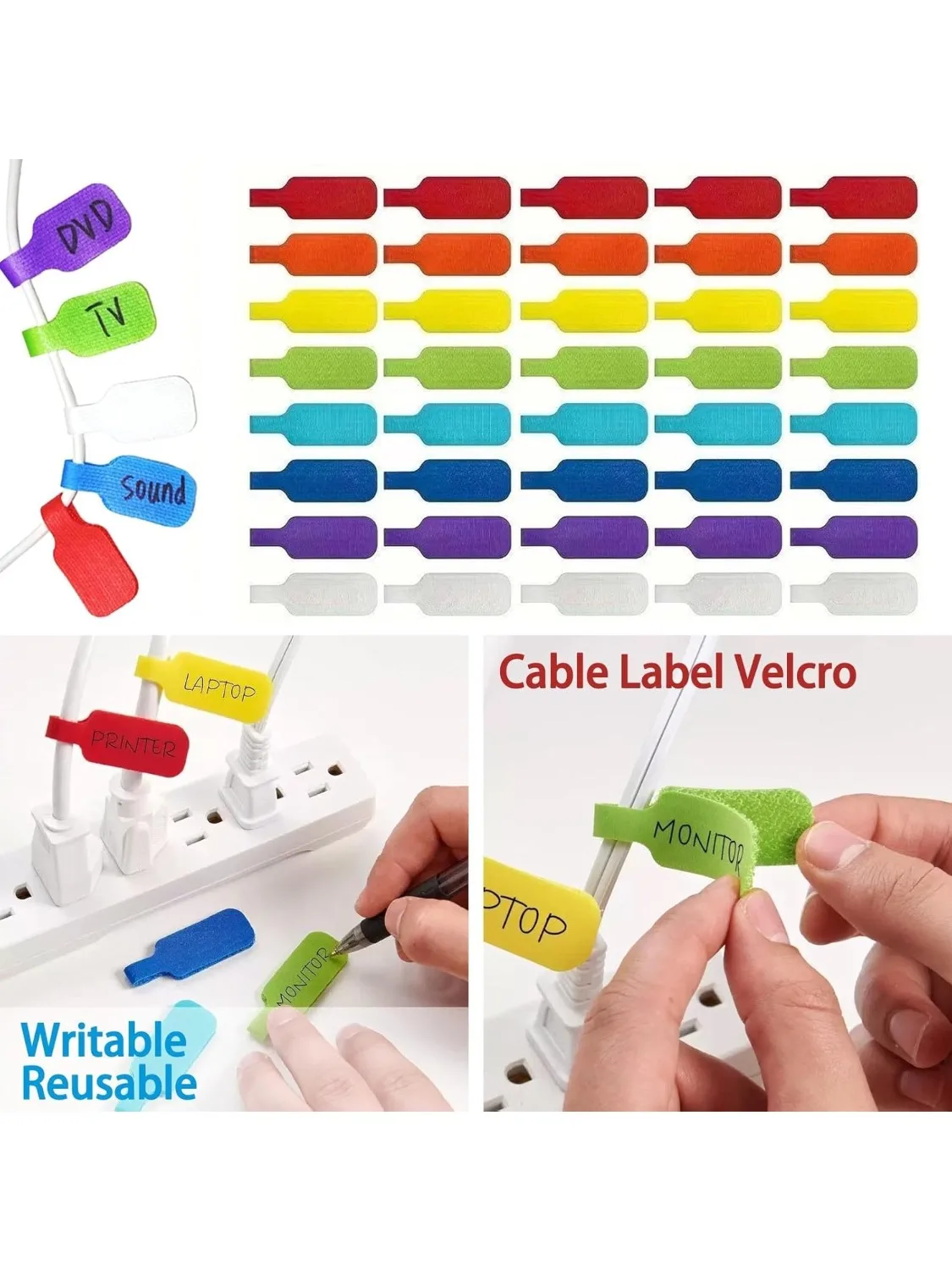 Attaches-câbles colorés pour marquage, inscriptibles, durables, faciles à utiliser, pour l'organisation et l'identification des câbles
