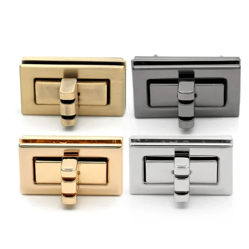 Imagen 2 del producto Hebilla de bloqueo cuadrado para bolso, bolsos de Metal, cierre giratorio, cierre para bolso, hebillas de captura, herrajes para manualidades DIY, cierres para bolsa, cierres a presión