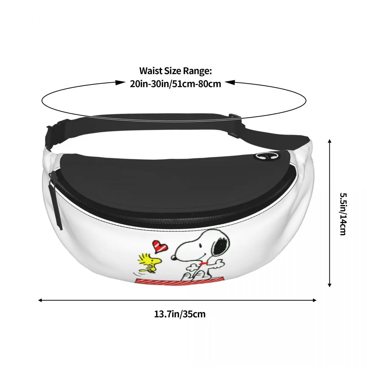 Desenhos animados personalizados Snoopys Fanny Pack para homens e mulheres, listra vermelha, Disney Movie, Crossbody, saco de cintura para correr, bolsa de dinheiro do telefone