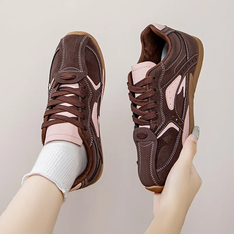 Autumn New Frosted Leather Training Shoes with Flat Bottom Lightweight Eye Catching Small Versatile Student White Women Shoes - Image 3