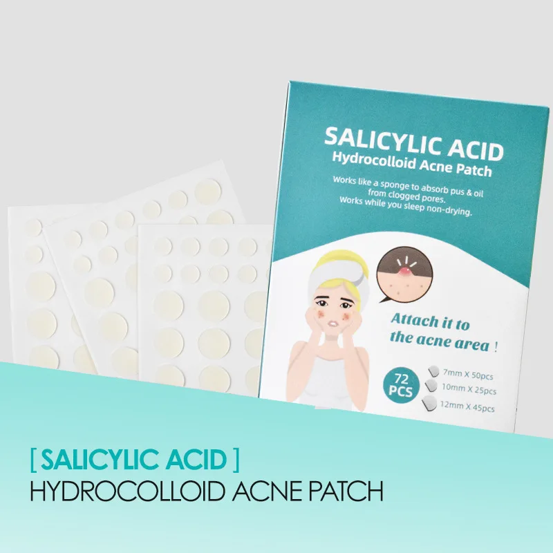 72PCs Salicylic Acid Hydrocolliod Acne Patch Transparent Repairing Soothing Skin with Natural Herb Extracts