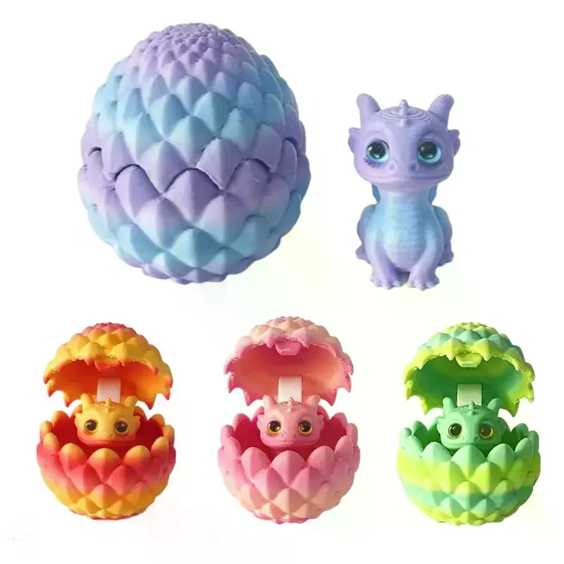 

Набор из 3D-подарков: декоративные украшения с принтом для рабочего стола, мебели и дома, рождественский маленький дракон внутри яйца