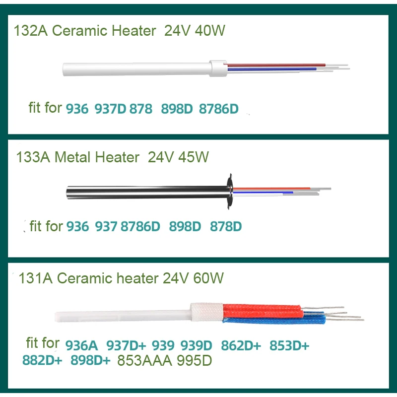 YIHUA Soldering Iron Core Heater 40W 45W 60W Metal Ceramic Heating Element For 853AAA 995D 853D 936 937D 8786D Rework Station