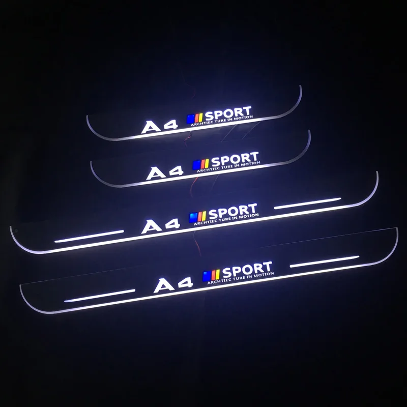 Car Scuff Pedal Door Led Light Sill For Audi A4 S4 Customized Acrylic Pathway Moving Door Sill Light