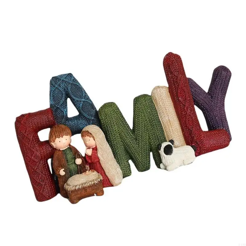 F19B Resin Nativity Set Christmas Nativity Display Featurings Holy Family for Elegant Christmas Home Decors Religious Gift
