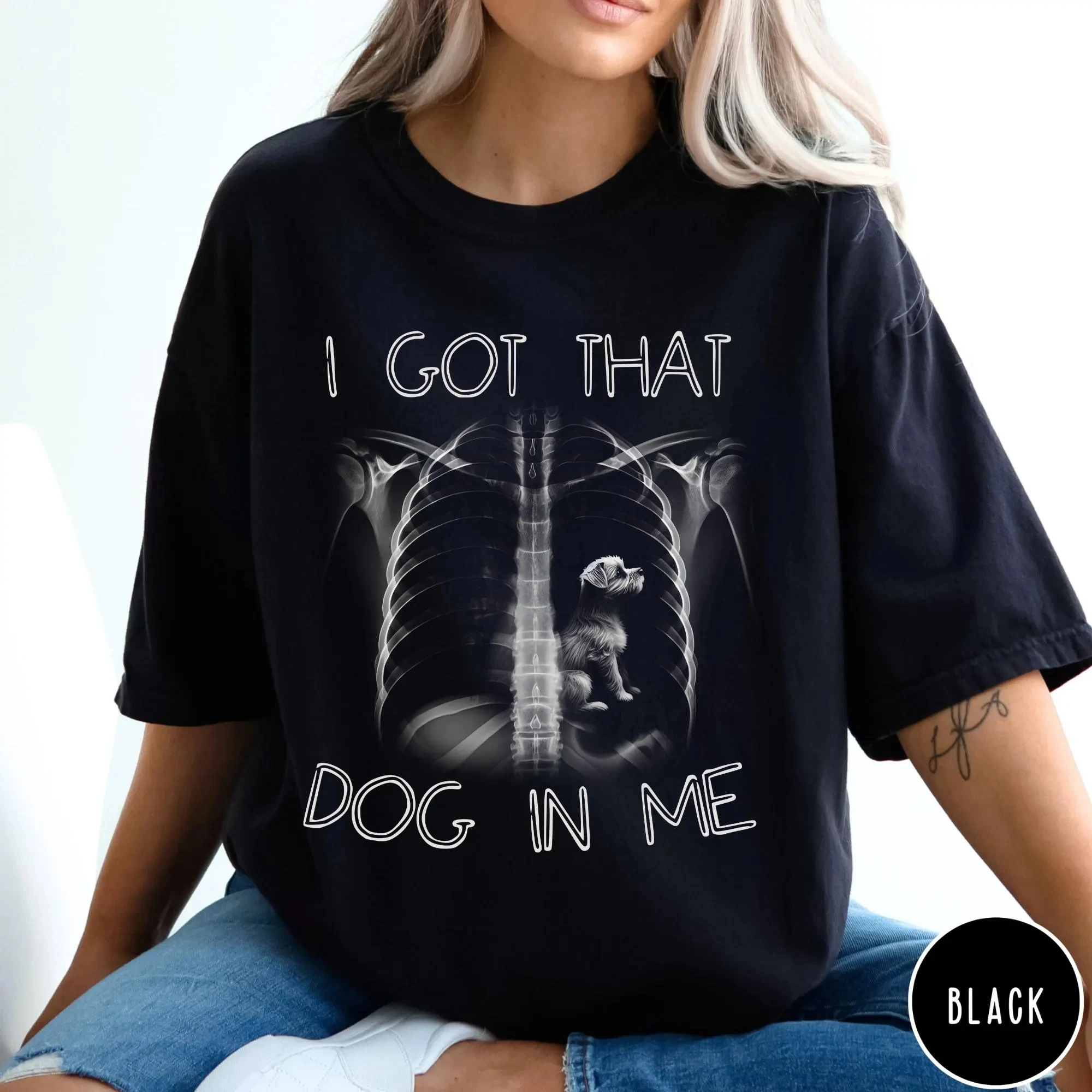 I Have A Dog T-shirt, An X-ray T-shirt A Fun Dog T-shirt A Patterned T-shirt A Skull Emoji T-shirt and A Fun Gift Inside Me