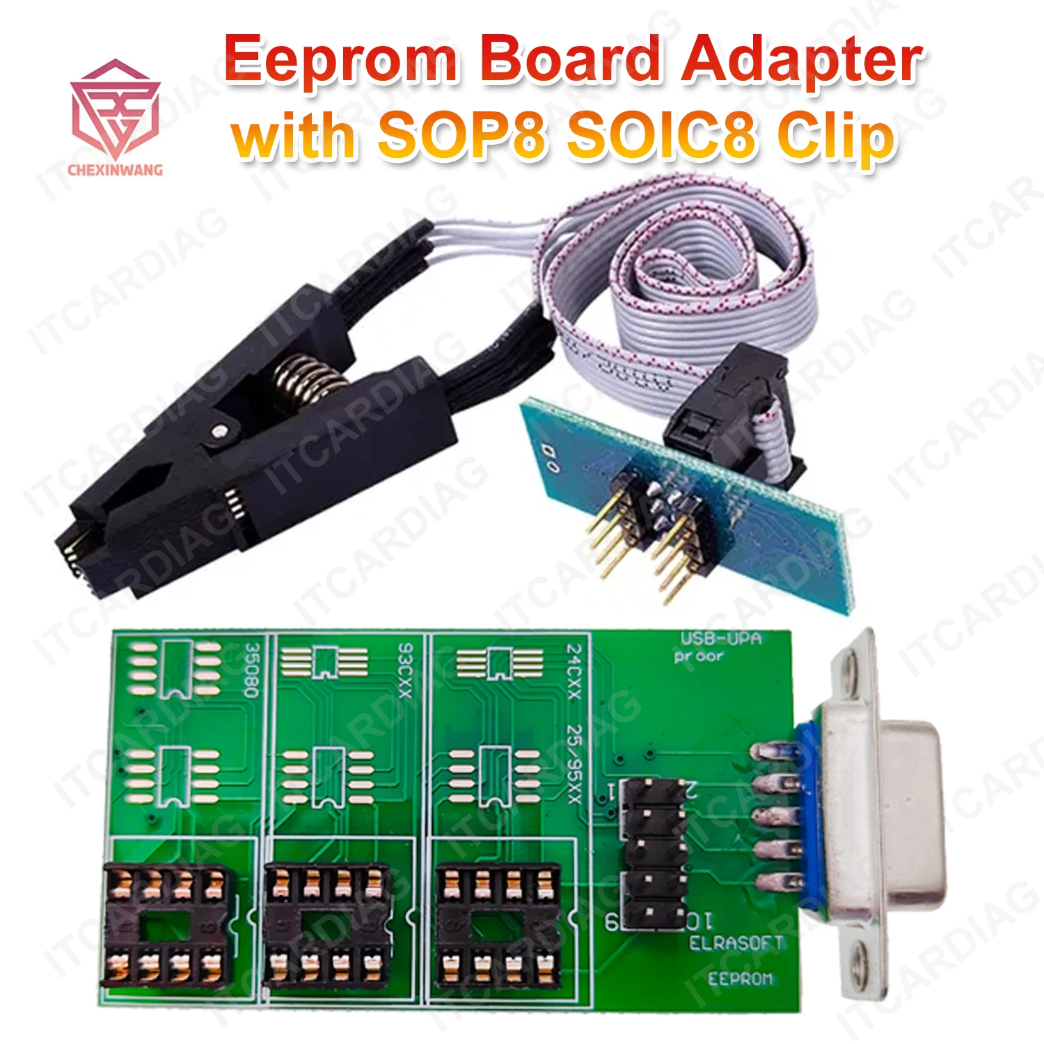 

UPA USB V1.3 Xprog ECU Chip Tuning Programmer Eeprom Board Adapter with SOP8 SOIC8 Clip for 24CXX & 25 / 95XXX 93CXX 35080 Chips