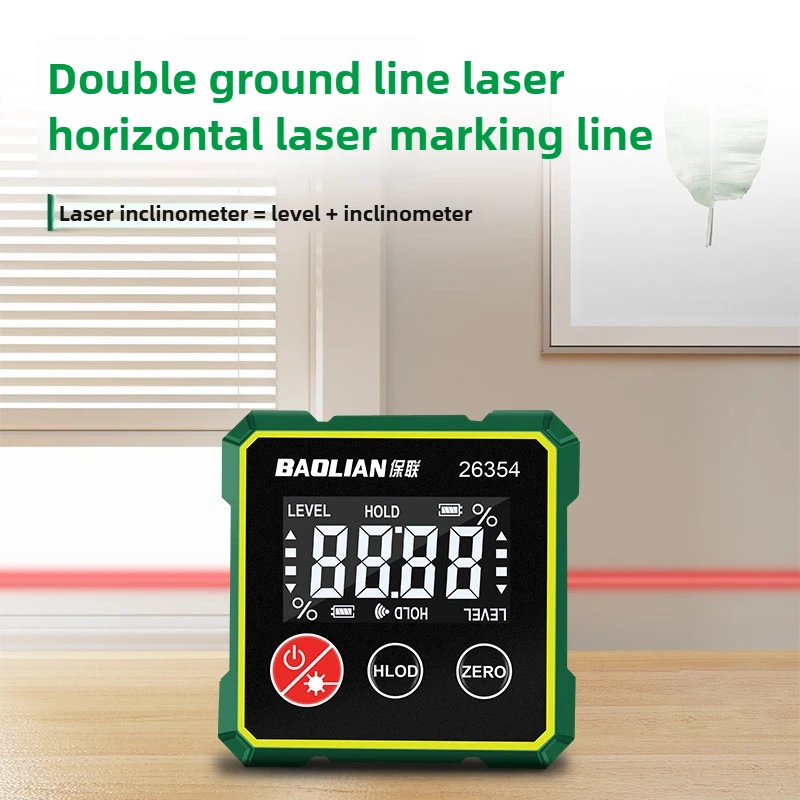 BAOLIAN Laser Digital Protractor Angle Measure Inclinometer 3 in 1 Laser Magnetic Level Box Type-C Charging Angle Meter for Home