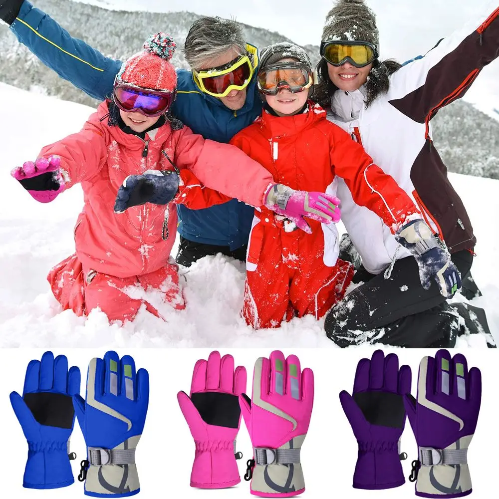 New Fashion Thicken Warm Winter Must Non-slip Windproof Waterproof Children Ski Gloves Snow Snowboard Long-sleeved Mitten