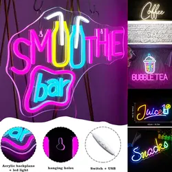 Drinks&Snacks Neon Led Sign Colorful Letter USB Lights Party Room Decoration For Home Bars Cafe Food Shop Logo Art Wall Lamp
