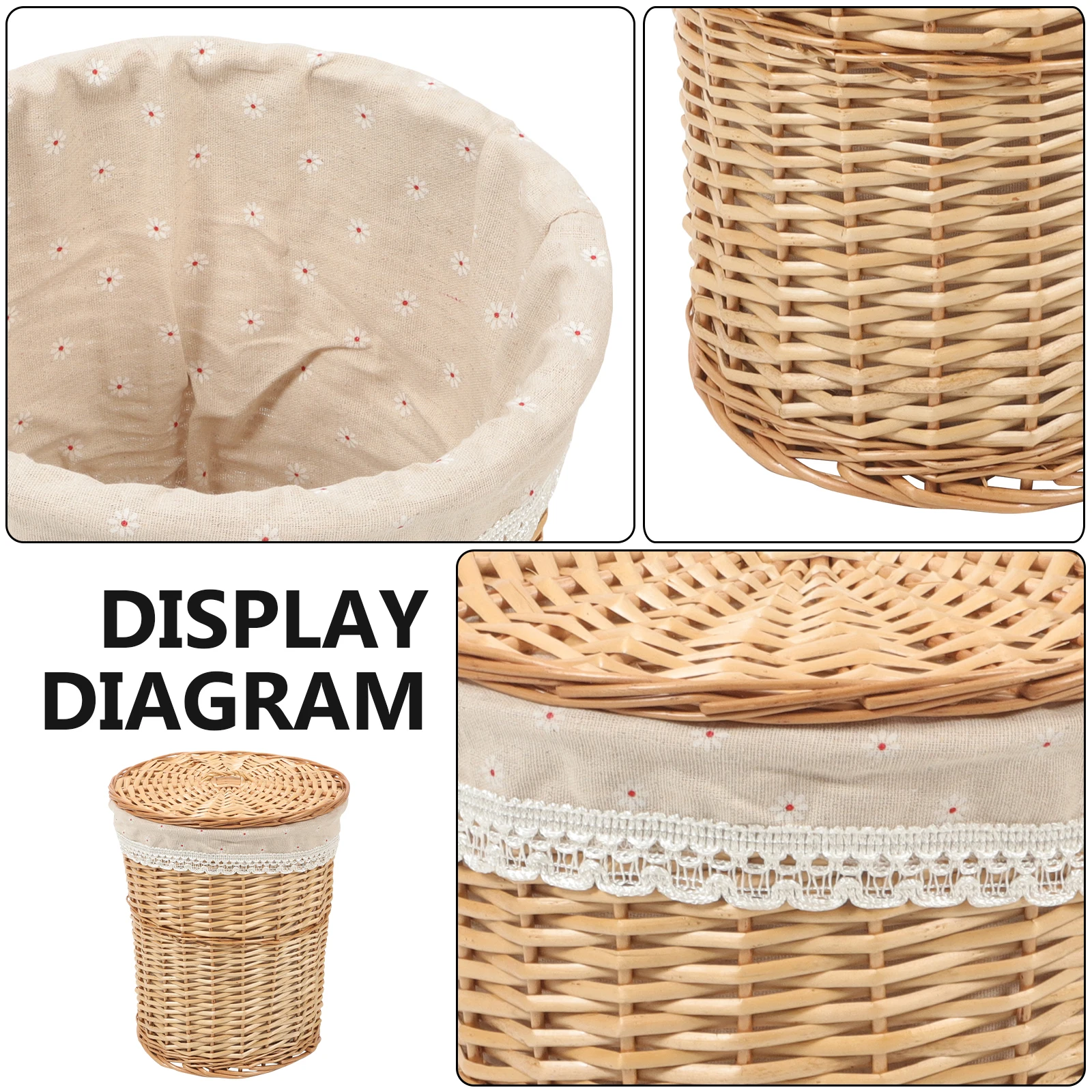 

Woven Laundry Basket Hamper Lid Home Hotel Spa Large Capacity Natural Material Storage Container Toy Clothes Bath Towel ganizer