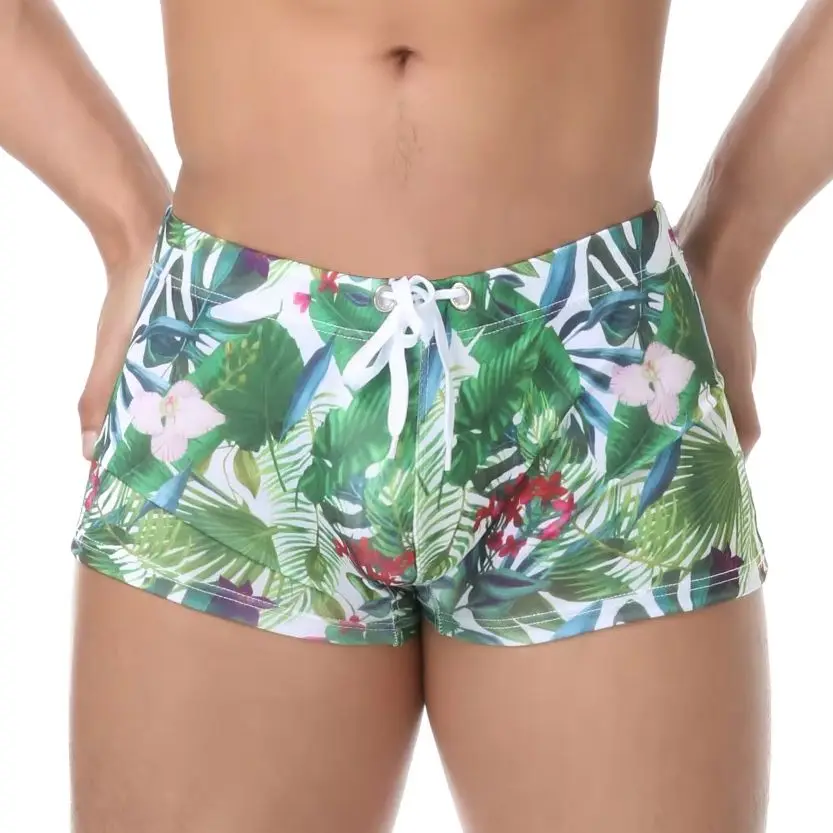 

CLEVER-MENMODE Men Boxers Swimwear 3D Prints Drawstring Swimming Trunks Beach Summer Bathing Shorts Lace Up Beachwear