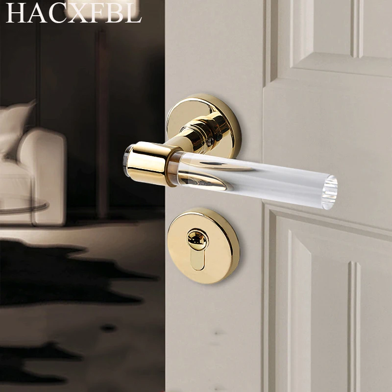 

Luxury Crystal Handle Bedroom Door Lock Black Zinc Alloy Silent Security Anti-Theft Interior Door MechanicalHandle Lock With Key