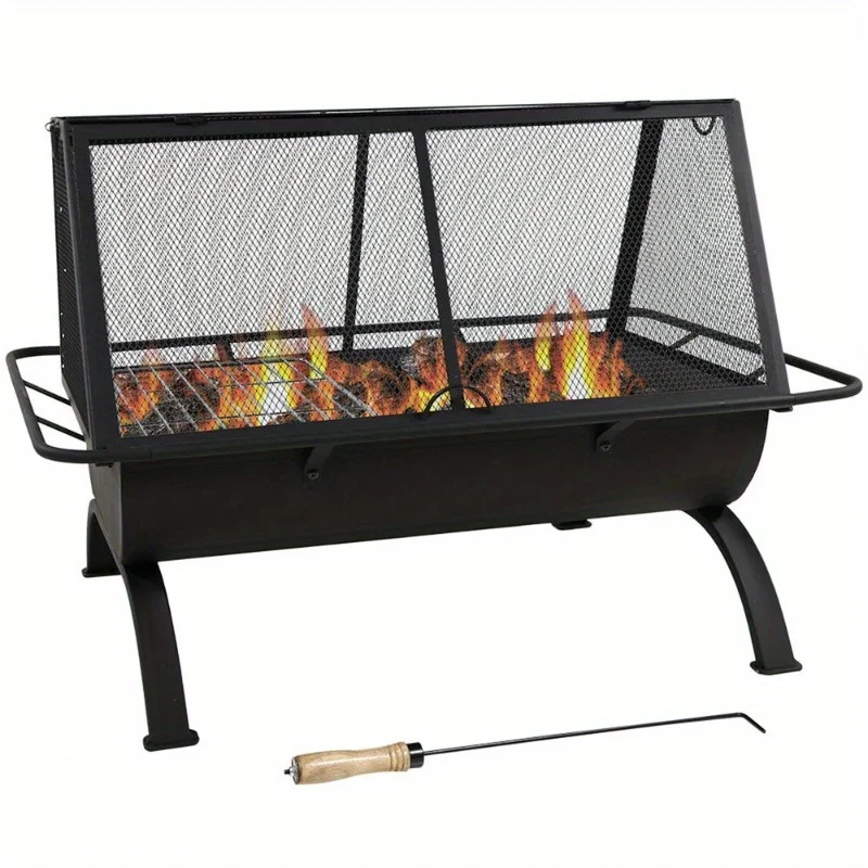 

36 in Northland Grill Steel Fire Pit with Grate, Poker, and Cover by Sunnydaze