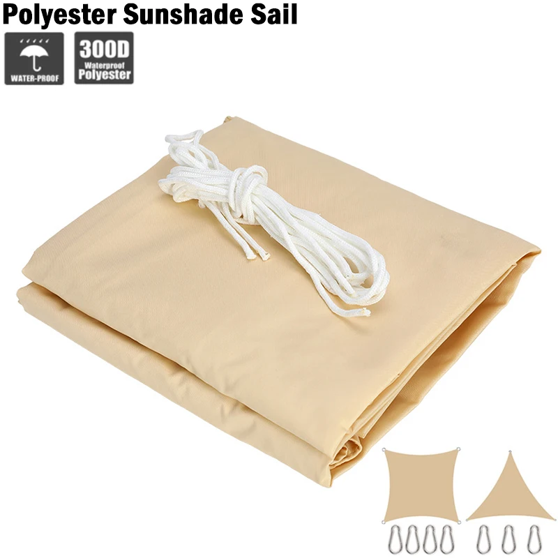 Beige 300D Waterproof Sunshade Sail Rectangle Triangle Sun Shelter Garden Terrace Sun Canopy Outdoor Swimming Pool Awning