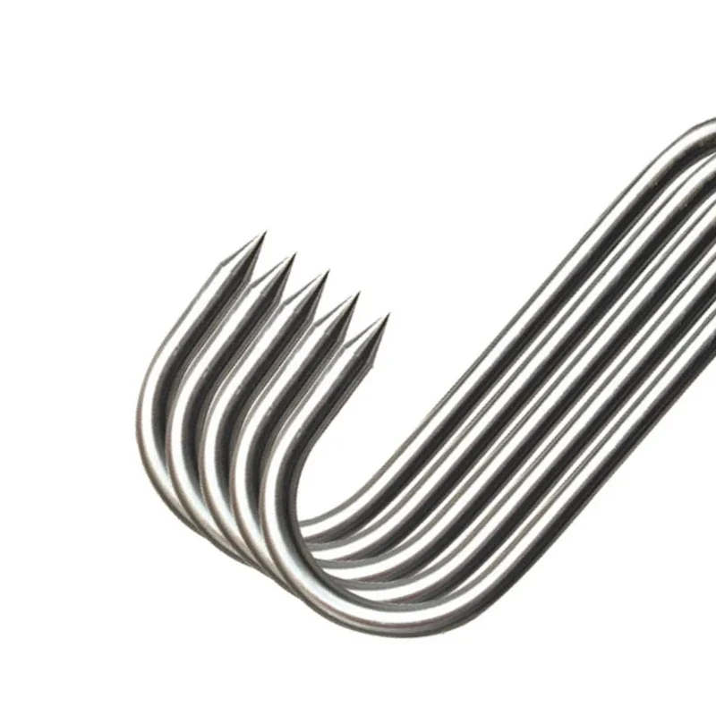 Stainless Steel S Hooks with Sharp Tip Utensil Meat Clothes Hanger Hanging Hooks for Butcher Shop Kitchen Baking Tools