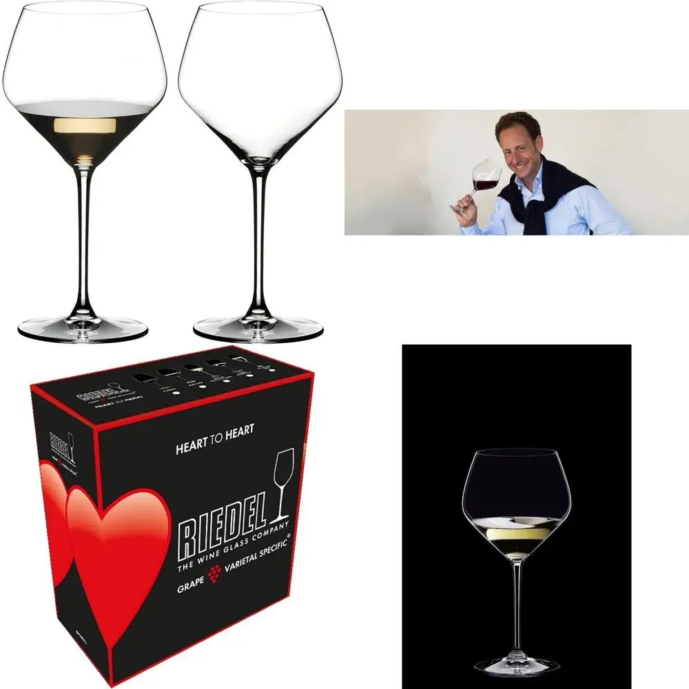 

Chardonnay Wine Glasses Set of Two, Elegant Stemware for White Wines, Heart to Heart Design, Premium Quality