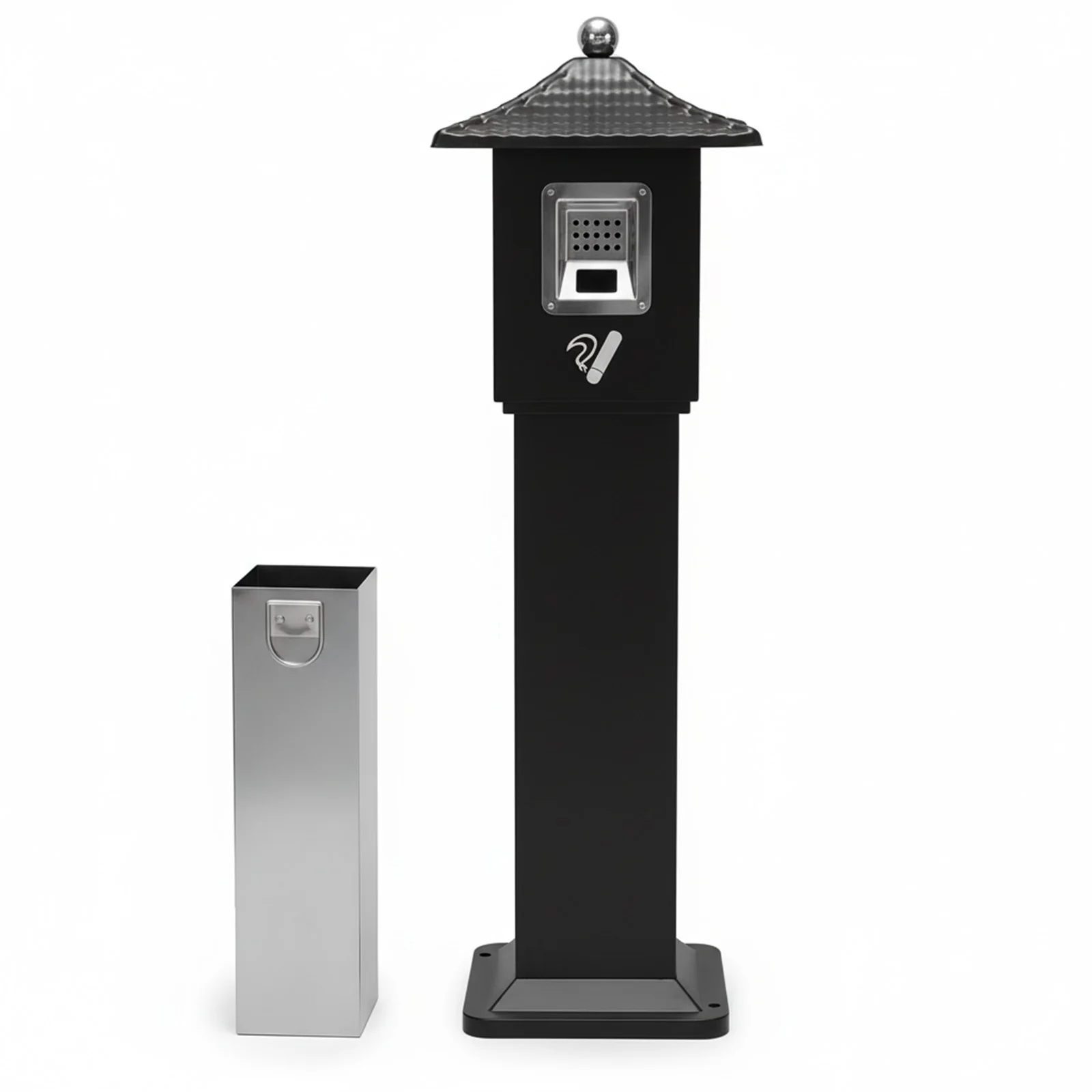 

Standing Cigarette Butt Disposal All-Metal Construction Commercial Trash Receptacle with Inner Bucket Suitable for Shop Entrance