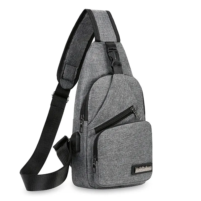 

2023 New Men's Usb Smart Chest Bag Crossbody Shoulder Bag Canvas Korean Casual Men's Bag