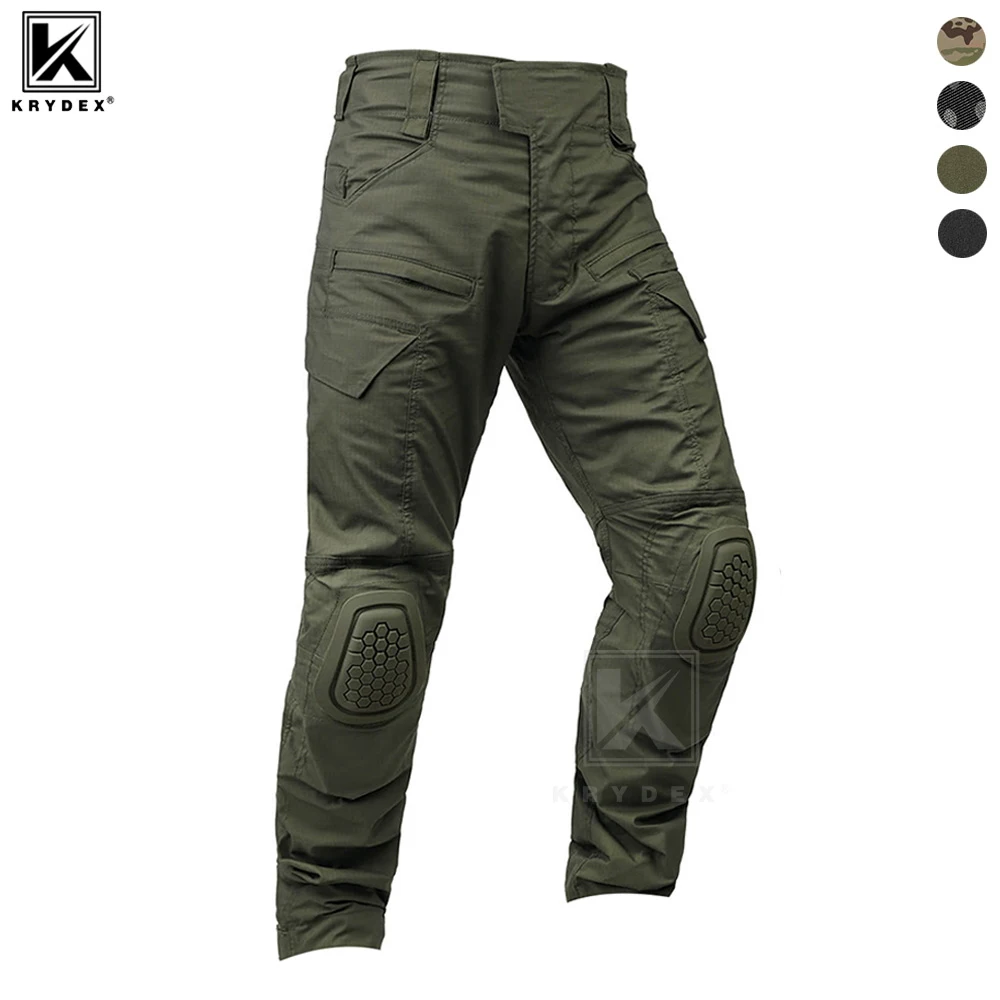 KRYDEX Camouflage Gen4 Combat Pants with Knee Pads Outdoor Hunting Tactical Men's Trousers Camo Ranger Green Pant