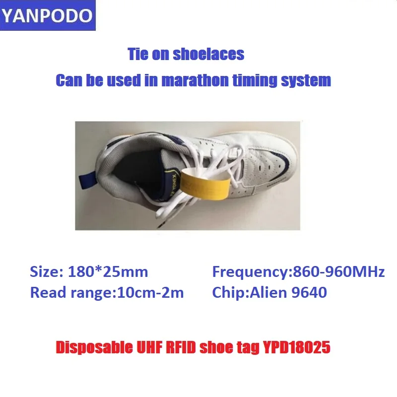 YANPODO UHF RFID Long Read Range 10cm-5m PVC Waterproof Reusable Shoe Tags U9 Chip for Triathlon Marathon Riding Timing System