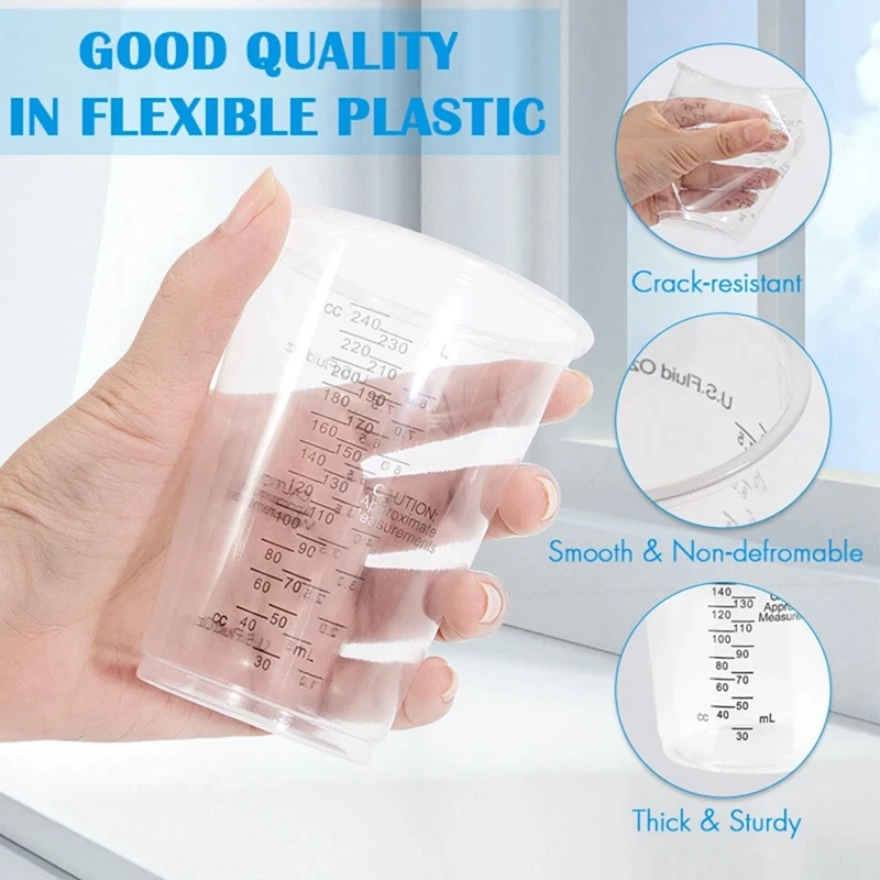 200PCS 8Oz Disposable Measuring Cups Plastic Epoxy Resin Mixing Cups For Baking, Mixing Paint Pigments