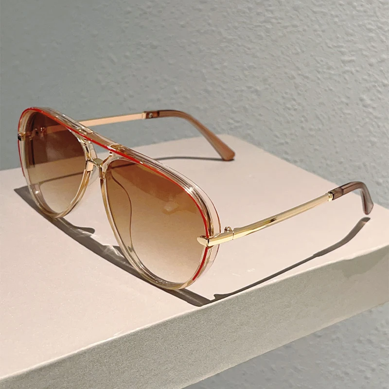 KAMMPT Vintage Pilot Zonnebril Mannen 2025, Nieuwe Mode Multi-color Gradient Shades Vrouwen Trendy Casual Outdoor Decor Zonnebril