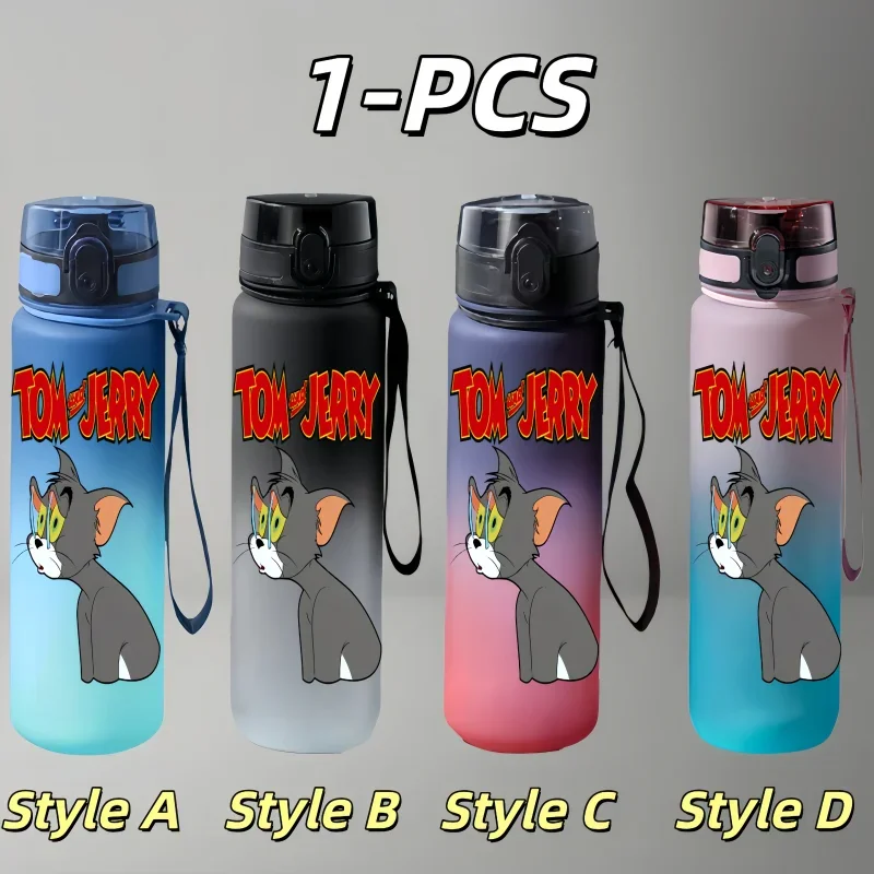 زجاجة مياه توم آند جيري مقاومة للتسرب في الهواء الطلق مع شخصيات كرتونية - زجاجة مياه رياضية ذات سعة كبيرة للأولاد والبنات #4