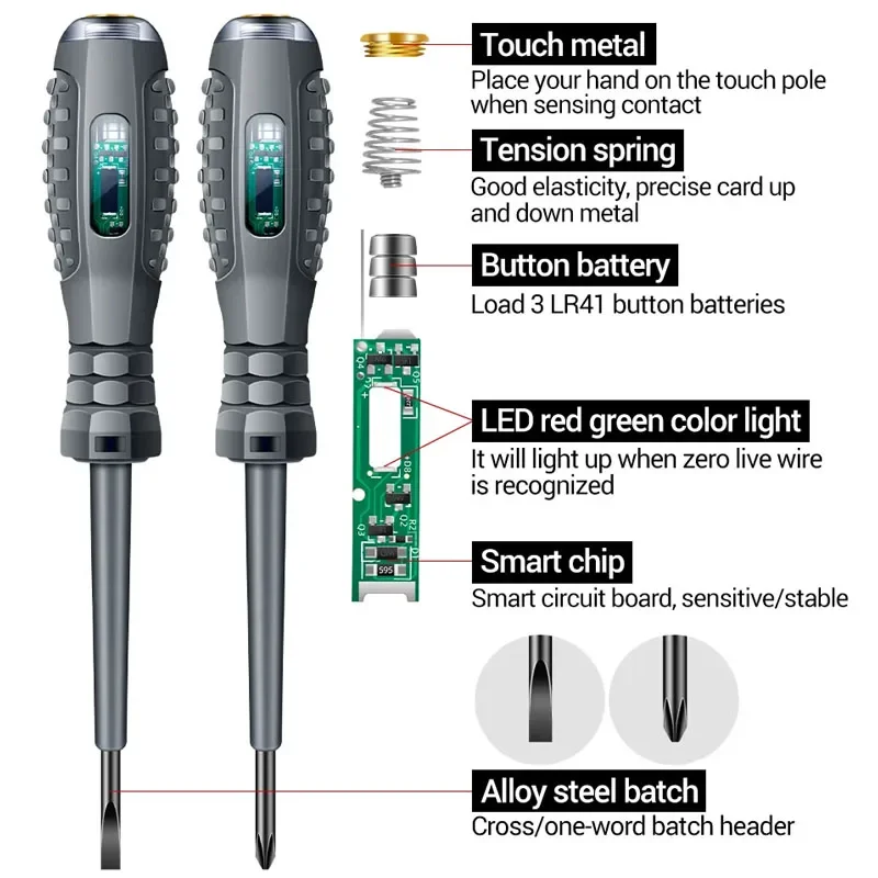 2 stücke Beruf Elektriker Magnetische Schraubendreher Induktion Spannung Test Stift Multifunktionale Elektriker Schraubendreher Hand Werkzeuge