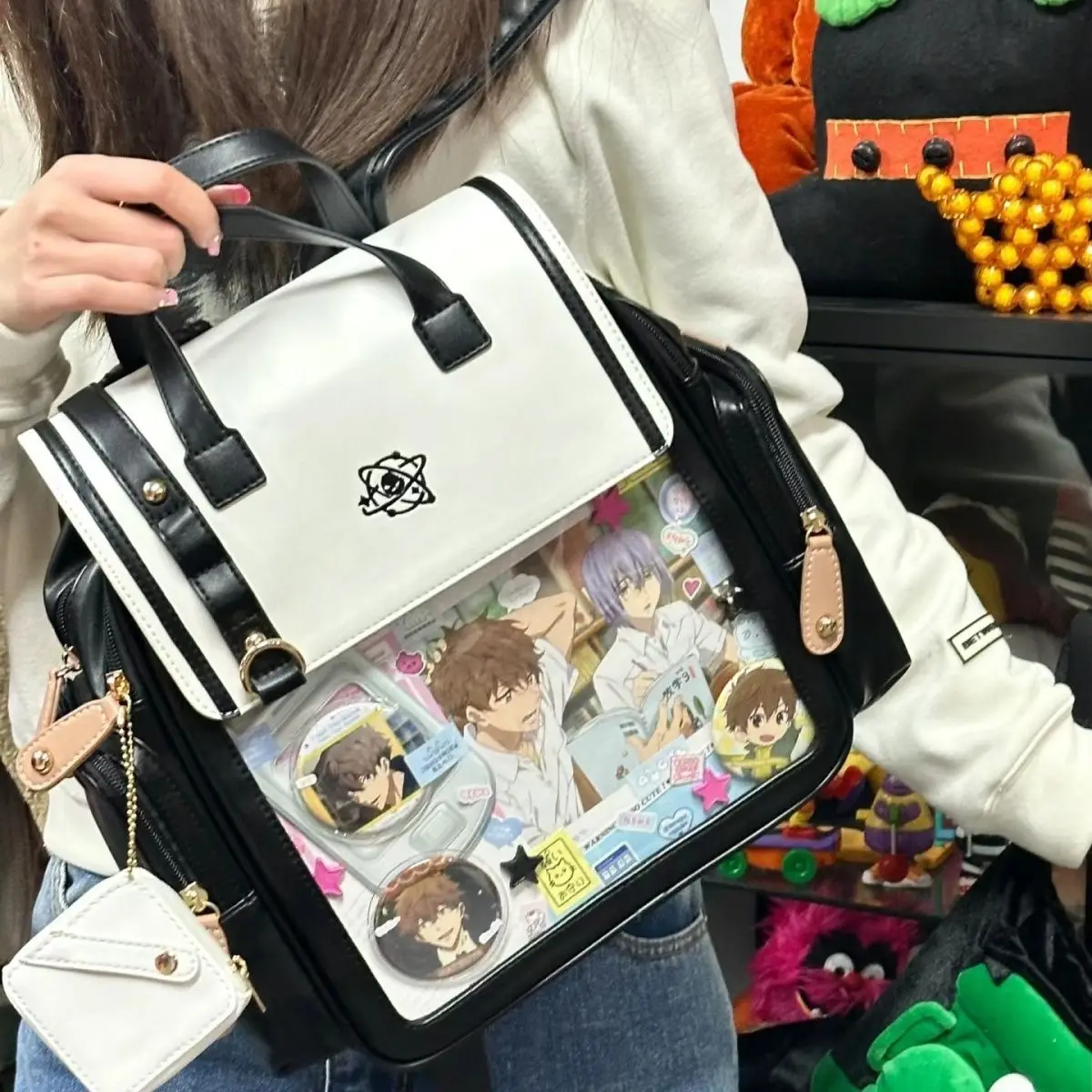 Transparent Shoulder Niche Design Cute Transparent  Bags Large Capacity Cotton Doll Display Handbag Sweet All-match Ita Backpack