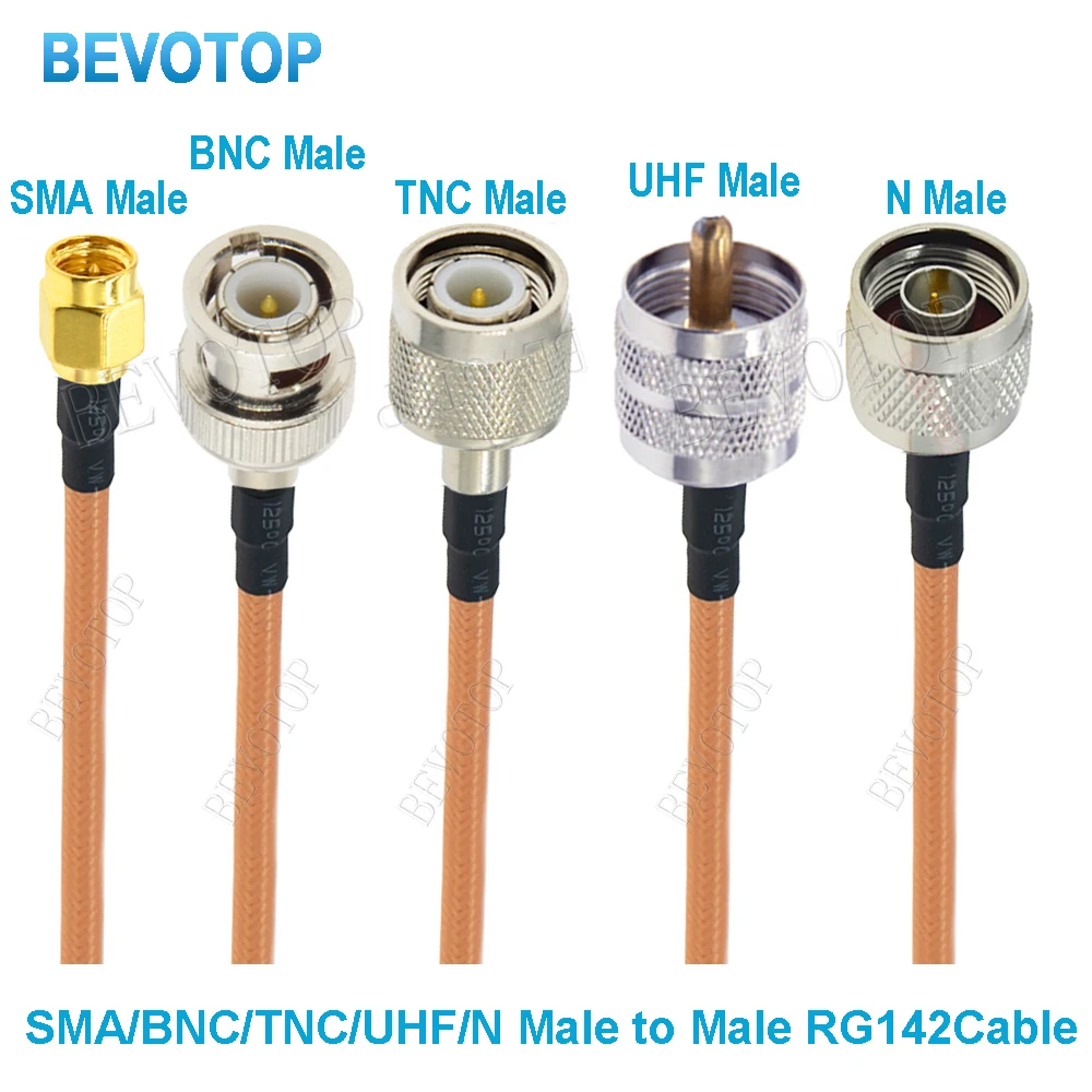 RG142 Coax Cable Double Shielded Crimp for UHF PL259 N Type TNC BNC Male to Male Connector Extension Fast Delivery Brass Copper