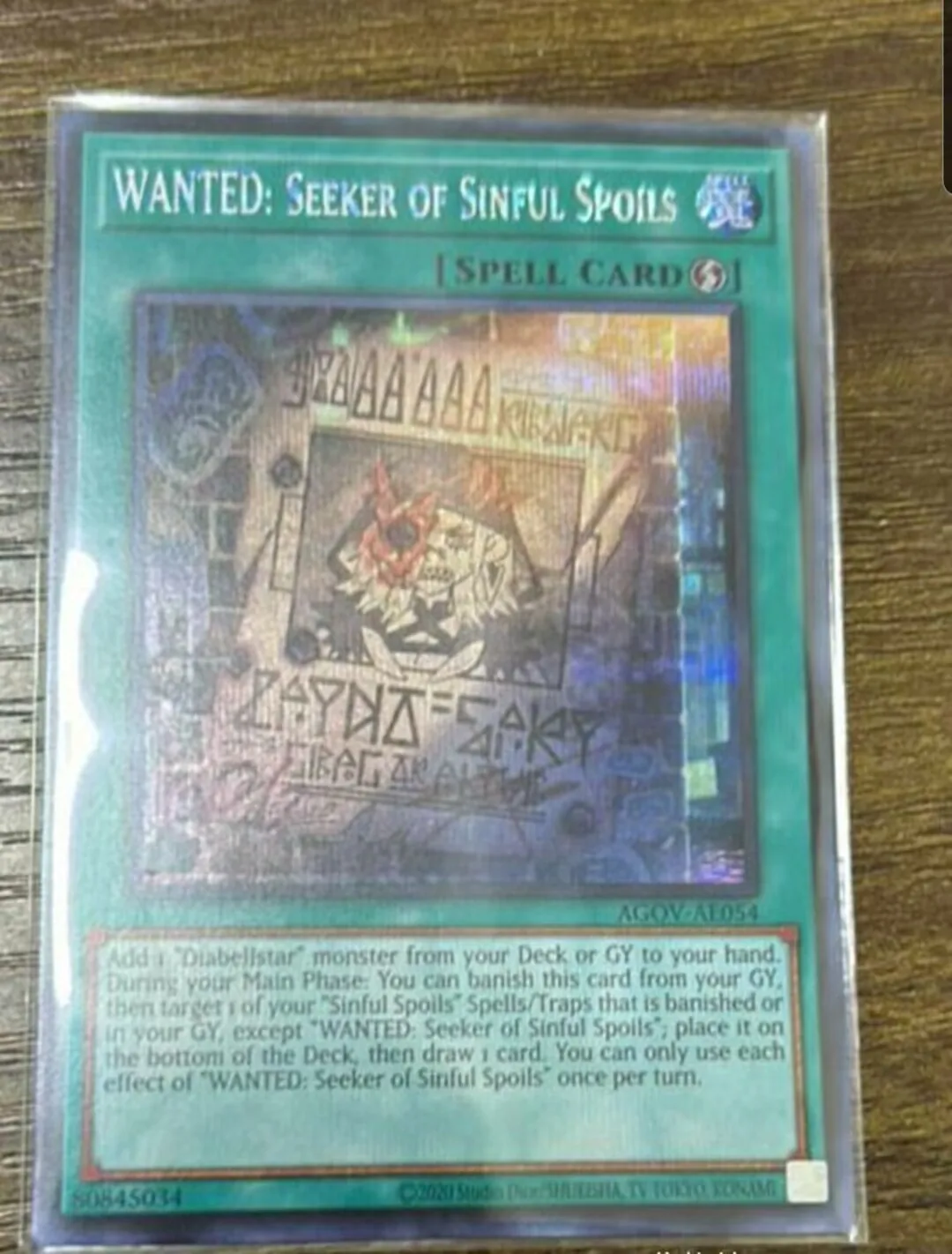 

Yugioh KONAMI Duel Monsters AGOV-AE054 WANTED: Seeker of Sinful Spoils Secret Rare Asian English Collection Mint Card