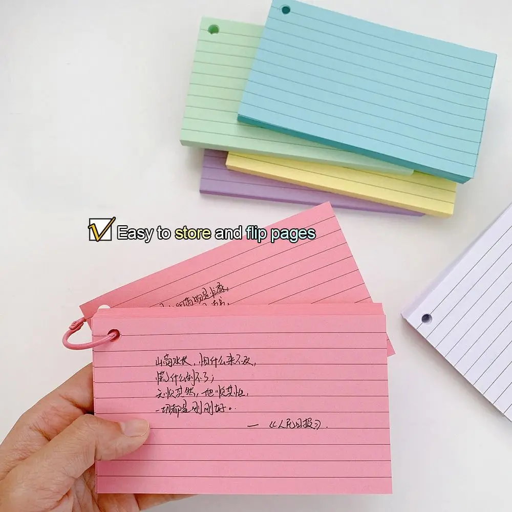 Carpeta de línea Horizontal duradera, libro de notas, tarjetas de índice de hojas sueltas de doble cara con cubierta, tarjetas de revisión para oficina