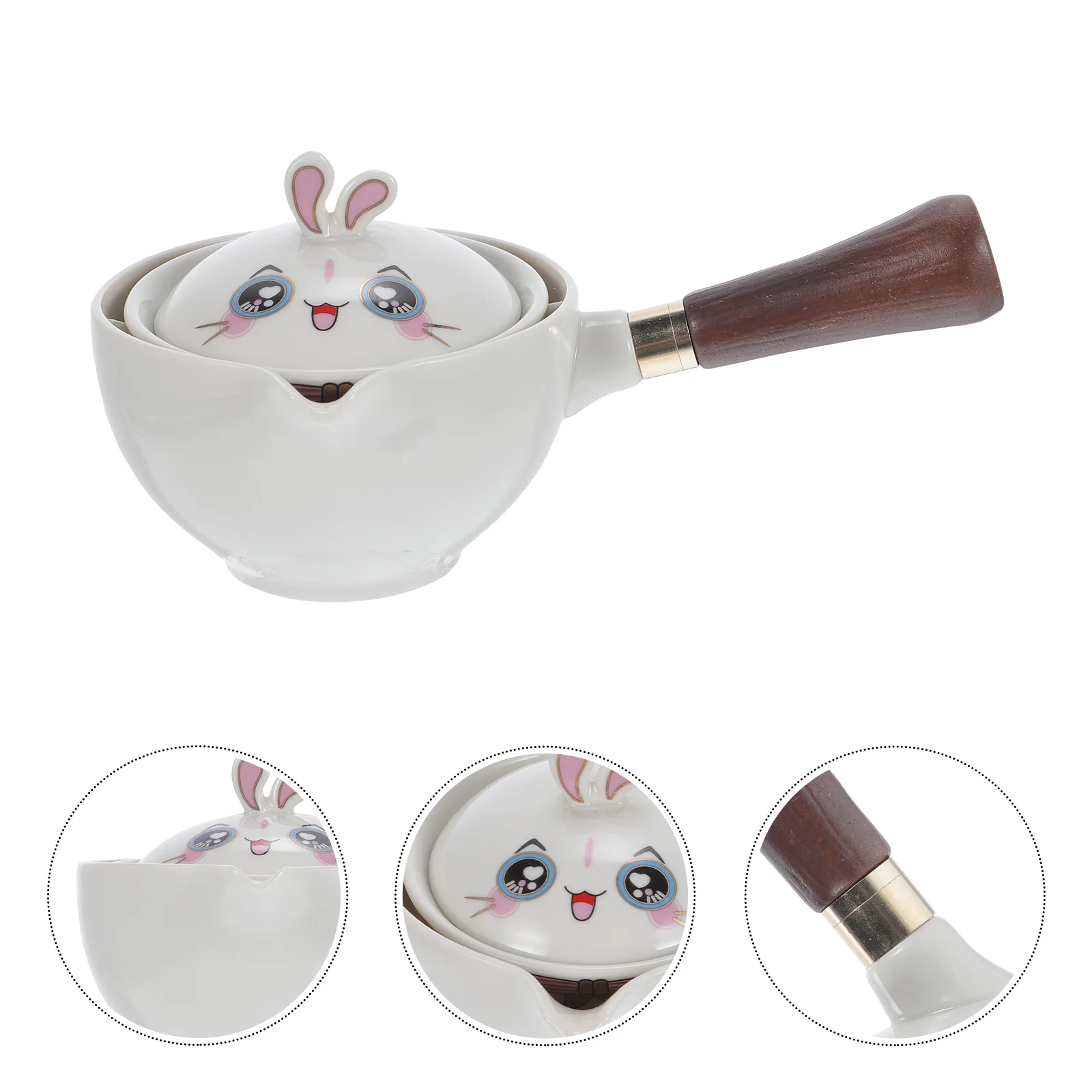

Ceramic Tea Kettle Cartoon Pattern Durable Kitchen Household Filter Teapot Heat Resistant Long Handle Ceramic Teaware
