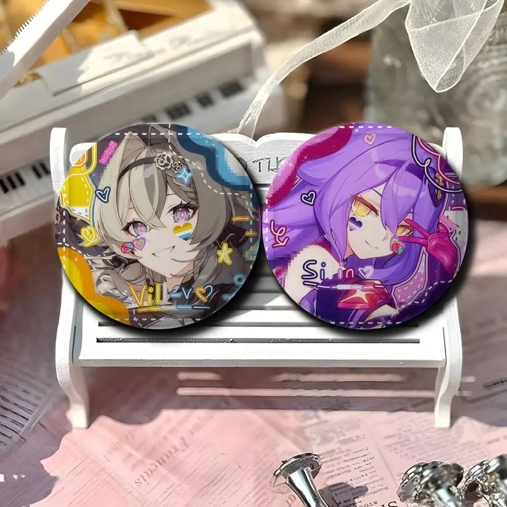 

Cool Honkai Impact Cute Badges Round Exquisite Badge Brooches Creative Pins For Clothes Hat Backpack Gift Accessories