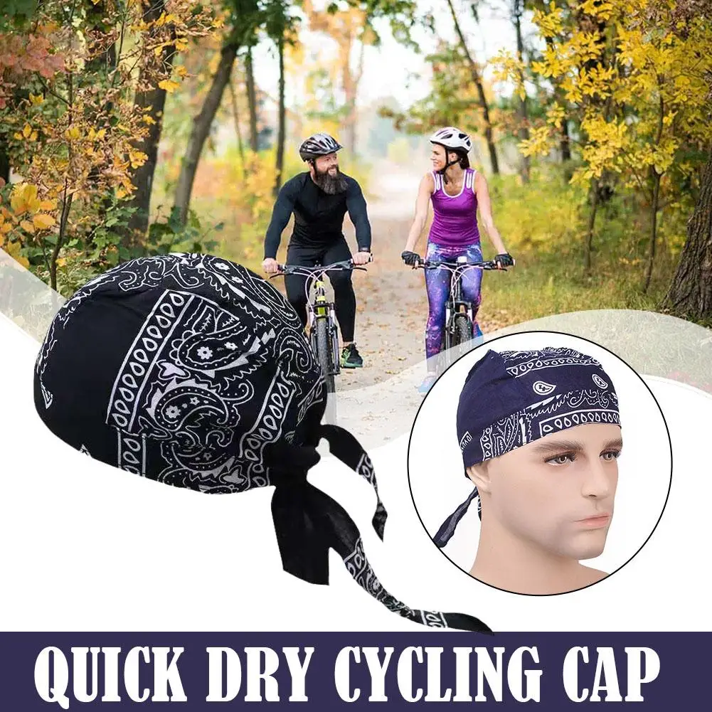 Sombrero de ciclismo al aire libre, gorro de pirata de algodón puro estampado, bufanda cuadrada, diadema, gorro de trapo Durag, envoltura de Hip