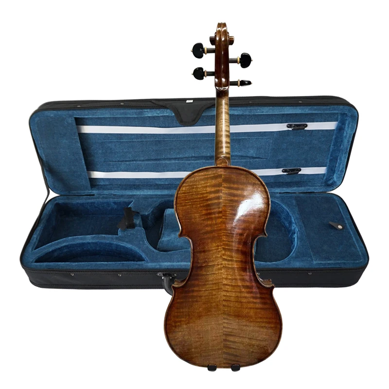 Sinomusik Antique hand rubbed oil painting violin with carved spruce top nice flame maple back