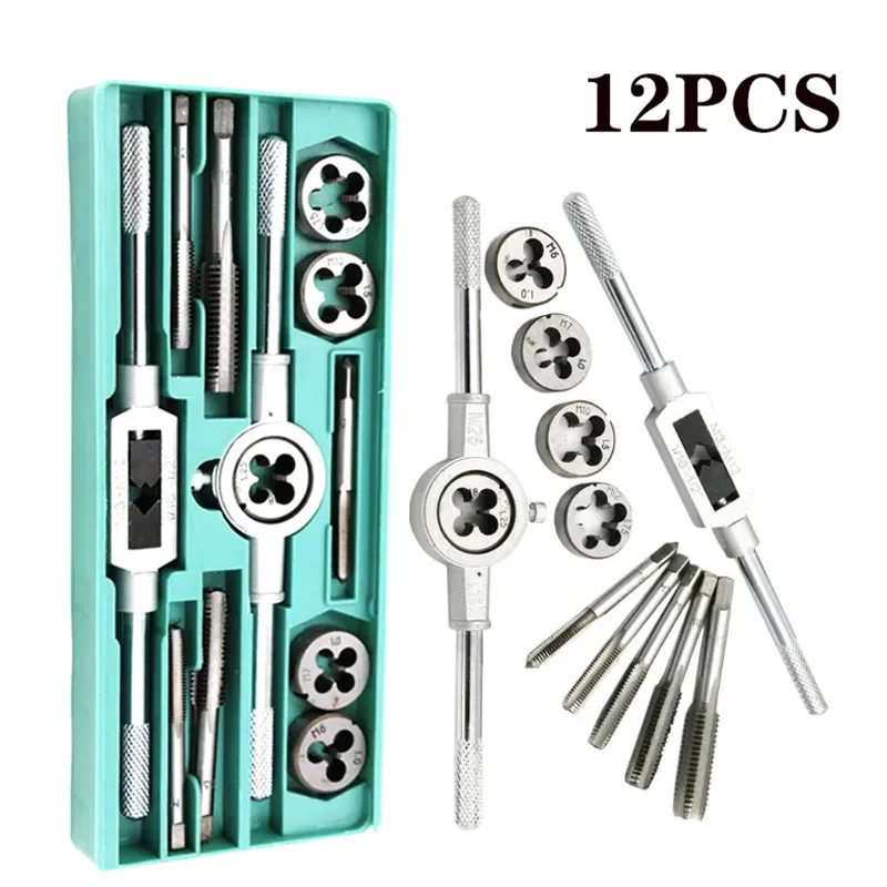 Hot Sell 8/12/20Pcs Metric Hand Tap and Die Set M3-M12 Screw Thread Plugs Straight Taper Reamer Tools